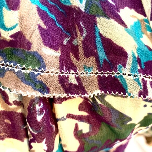 One-Shoulder Abstract Print Ruffled Dress Knee-Length Purple Watercolor Size M - Picture 4 of 12